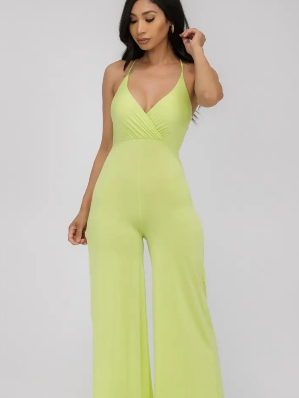 💚 Neon Green Wide-Leg Jumpsuit